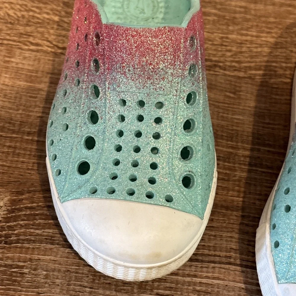 Native Kids Glitter Aqua-Pink Slip-On Shoes Toddler size 6